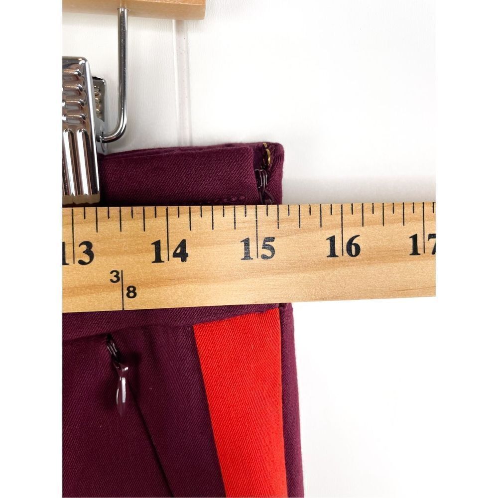 Anthropologie The Essential Slim Striped Trouser Burgundy and Red Size Stripe 4 - Picture 7 of 10